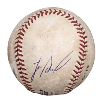 1992 Lee Smith Game Used/Signed Career Save #349 Baseball Used On 9/1/92 (Smith LOA)